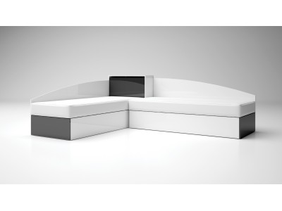 Ъглови легла с ракла ЛЕО 7 + матраци (антрацит гланц/бяло гланц)